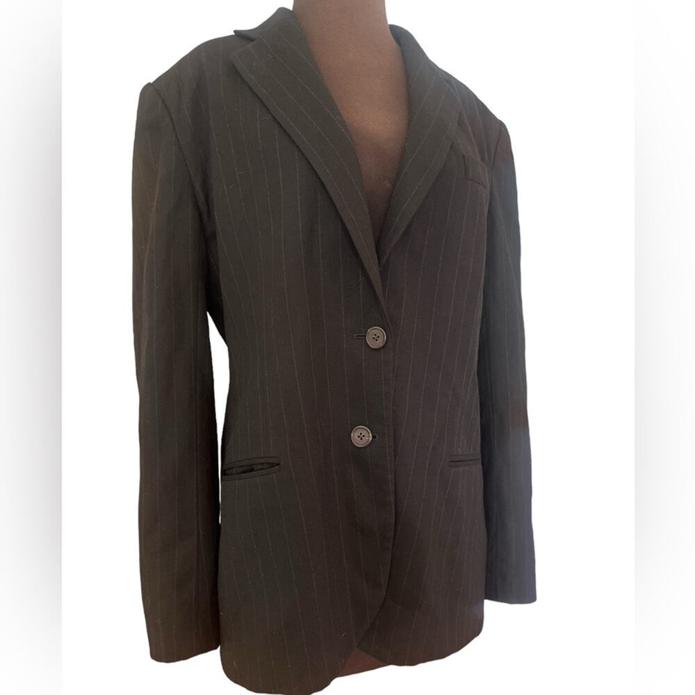 Lauren Ralph Lauren Wool Classic Pinstripe Academia Two Button Office Blazer